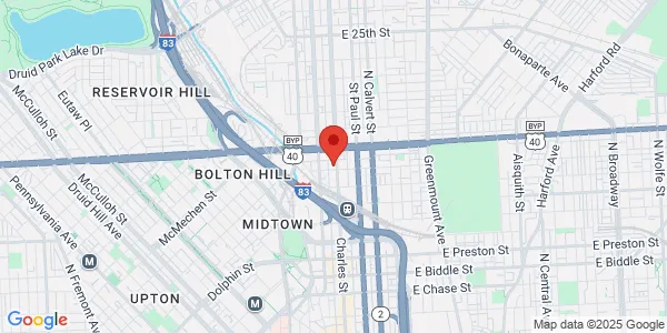Map of 1800 N Charles St Baltimore, MD 21201