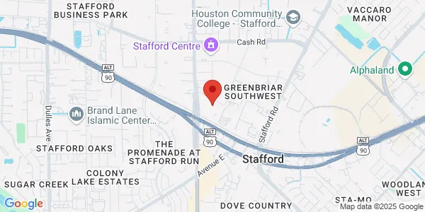 Map of 10435 Greenbough Dr Ste 300 Stafford, TX 77477