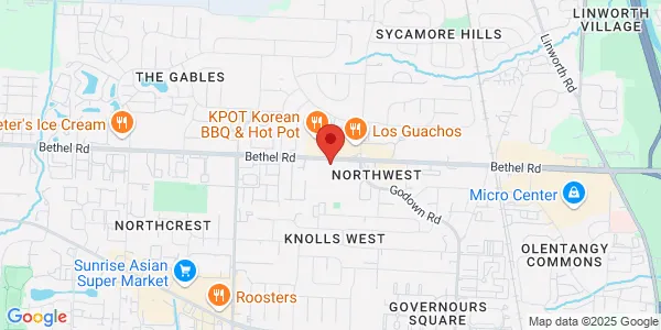 Map of 1525 Bethel Rd Ste 100 Columbus, OH 43220