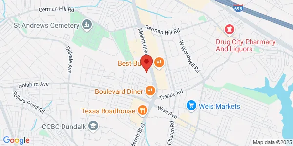 Map of 1576 Merritt Blvd Ste 1 Baltimore, MD 21222