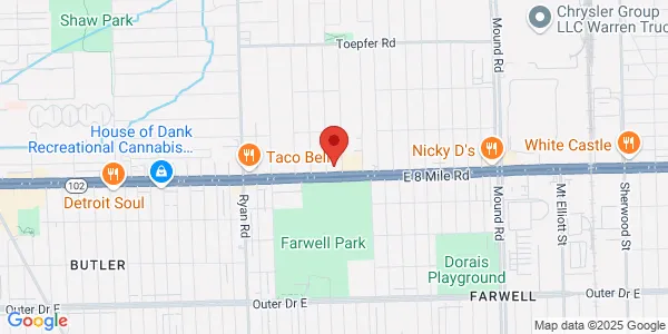 Map of 4669 E 8 Mile Rd Warren, MI 48091