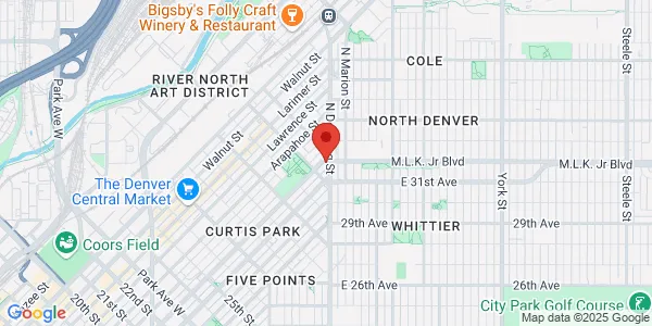 Map of 3177 N Downing St. Denver, CO 80205
