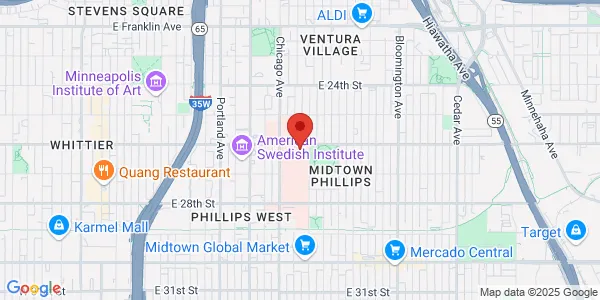 Map of 800 Allina Health Cancer Institute E 28th St Minneapolis, MN 55407