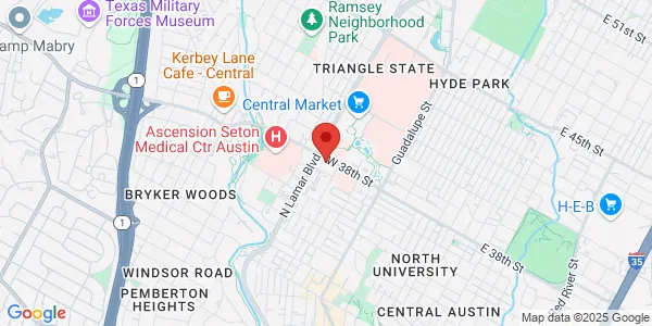 Map of 901 W 38th St Ste 100 Austin, TX 78705