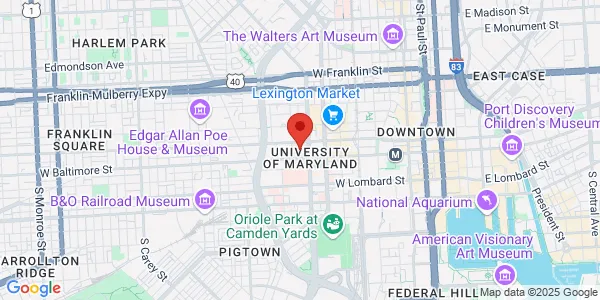 Map of 10 N Greene St Baltimore, MD 21201