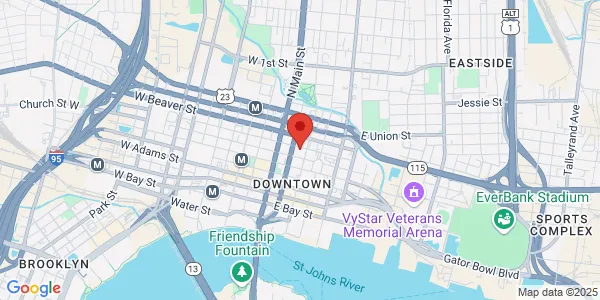 Map of 124 E Ashley St Jacksonville, FL 32202