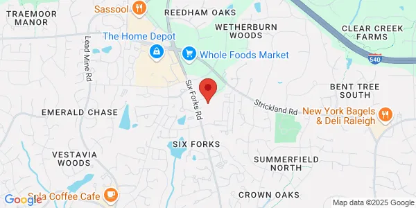Map of 8520 Six Forks Rd Ste 201 Salud Natural Wellness Raleigh, NC 27615