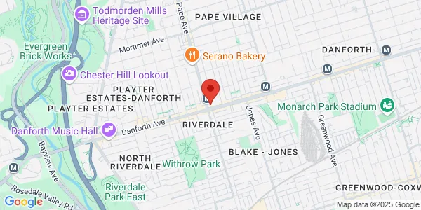 Map of 658 Danforth Avenue Suite 330 Toronto, ON M4J 5B9 Canada