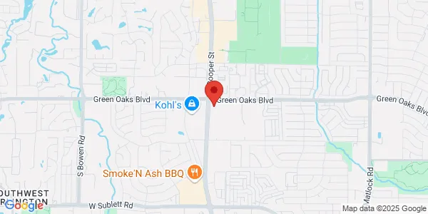 Map of 5405 S Cooper St. Arlington, TX 76017