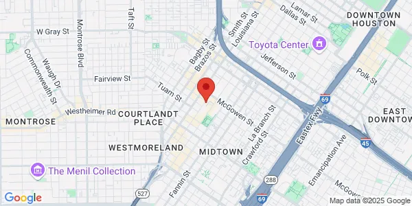 Map of 2707 Milam St Houston, TX 77006