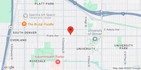 Map of 1405 E Evans Ave Denver, CO 80210