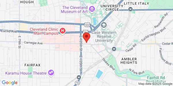 Map of 10605 Carnegie Ave Cleveland, OH 44106