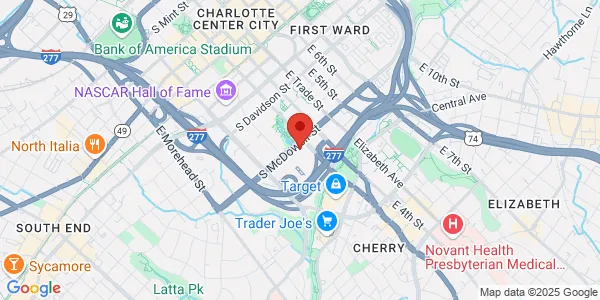 Map of 301 SMcDowell St Charlotte, NC 28204