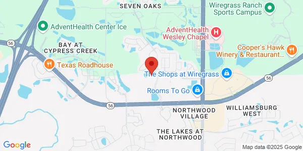 Map of 2020 Ashley Oaks Cir Ste 102 Wesley Chapel, FL 33544