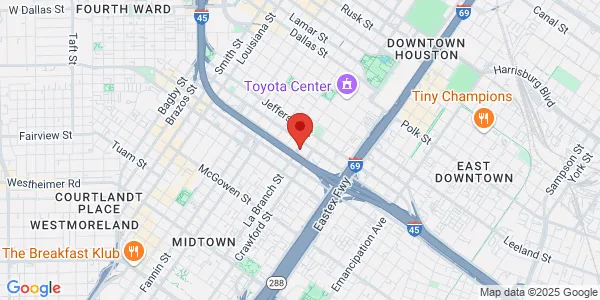 Map of 1919 La Branch St Houston, TX 77002
