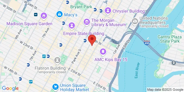 Map of 145 E 32nd St Ground Floor New York, NY 10016
