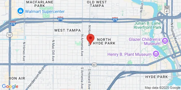 Map of 605 N Howard Ave Tampa, FL 33606