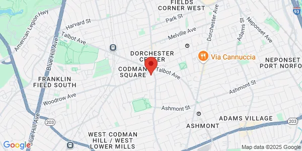 Map of 637 Washington St Dorchester, MA 02124