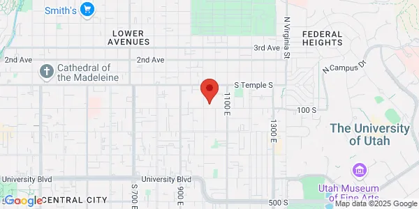 Map of 1050 E S Temple Salt Lake City, UT 84102