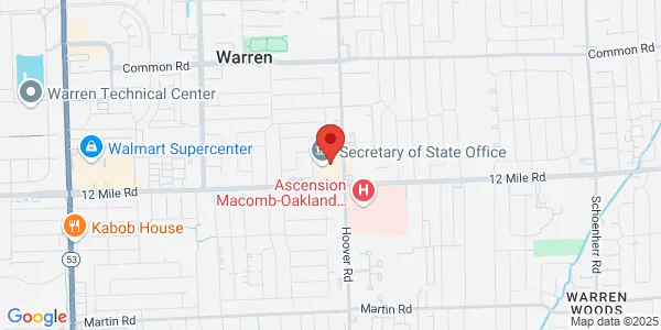 Map of 11569 E 12 Mile Rd Warren, MI 48093
