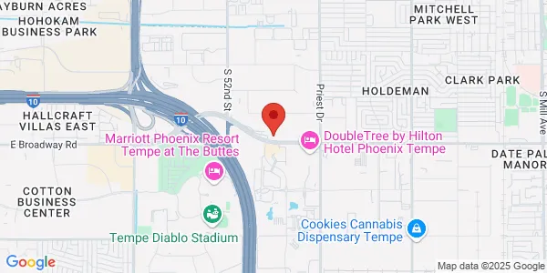 Map of 1600 W Broadway Rd Ste 100 Tempe, AZ 85282