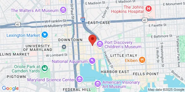 Map of 511 E Baltimore St Baltimore, MD 21202