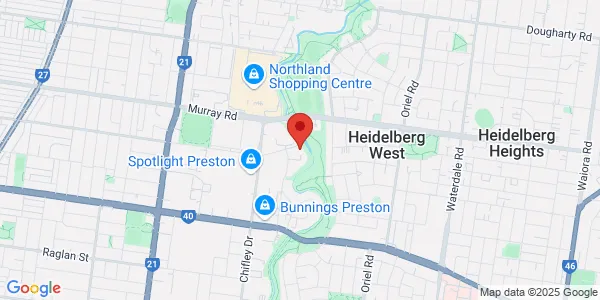 Map of 20 Water Rd Preston Victoria 3072 Australia