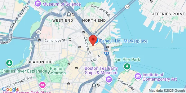 Map of 1 Faneuil Hall Market Pl Boston, MA 02109