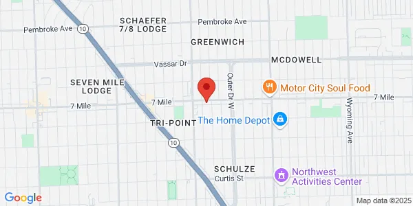 Map of 13403 W 7 Mile Rd Detroit, MI 48235