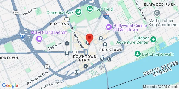 Map of 97 Monroe Ave Detroit, MI 48226