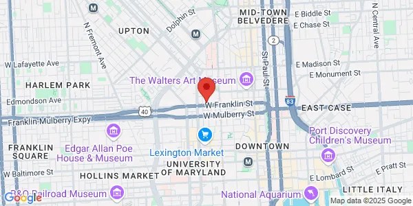 Map of 400 W. Franklin St. Baltimore, MD 21201