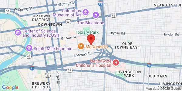 Map of 495 E Main St Ste 150 Columbus, OH 43215