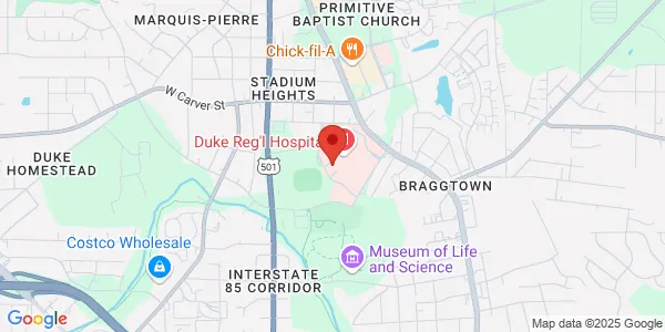 Map of 3643 North Roxboro St Duke Regional Hospital, Watts Entry Level 2 Durham, NC 27704
