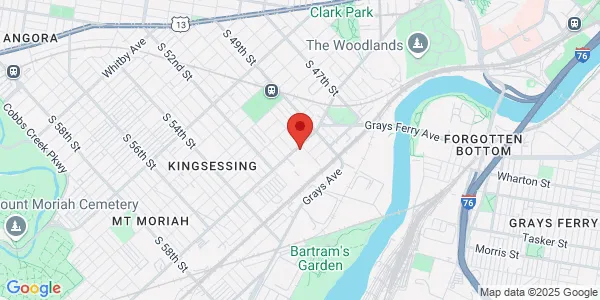 Map of 5000 Woodland Ave Philadelphia, PA 19143