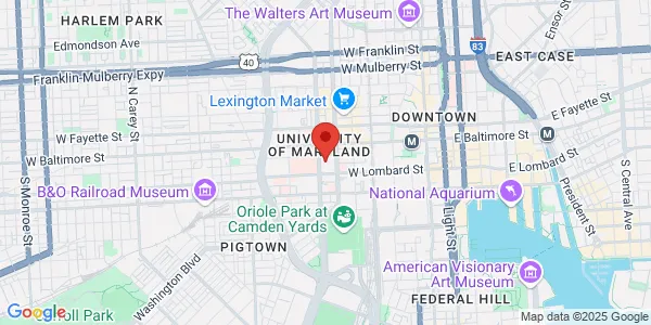 Map of 29 S Greene St Baltimore, MD 21201
