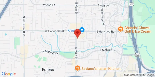 Map of 910 N Main St Euless, TX 76039