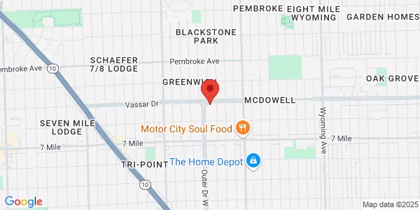 Map of 7800 W Outer Dr Lbby Detroit, MI 48235