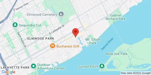 Map of 3370 E Jefferson Detroit, MI 48207