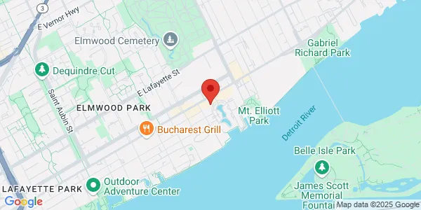 Map of 3370 E Jefferson Ave Detroit, MI 48207