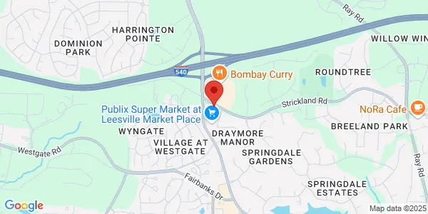 Map of 13271 Strickland Rd Ste 120 Raleigh, NC 27613