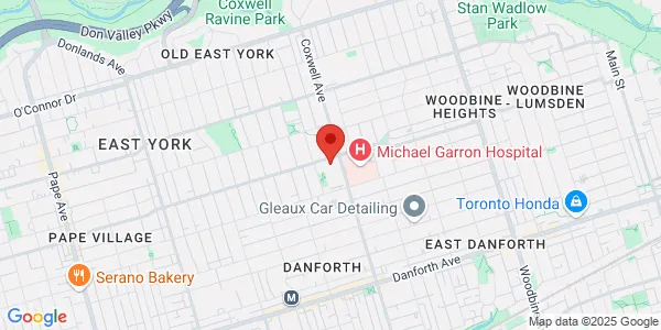 Map of 840 Coxwell Ave Unit 304A Toronto, ON M4C 5T2 Canada