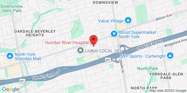 Map of 1235 Wilson Avenue 2nd Floor Humber River Hospital Toronto, ON M3M 0B2 Canada