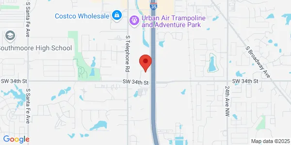 Map of 1401 SW 34th St Moore, OK 73160