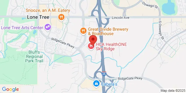 Map of 10107 Ridgegate Pkwy Ste 110 Lone Tree, CO 80124