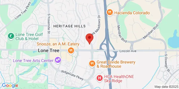 Map of 10450 Park Meadows Dr Ste 105 Lone Tree, CO 80124