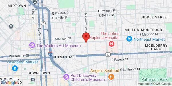 Map of 1235 E Monument St Baltimore, MD 21202