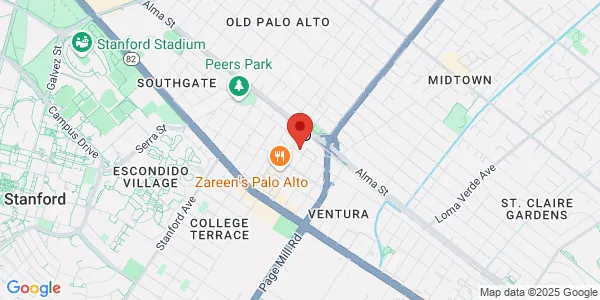 Map of 2421 Pk Blvd B202 Ste 101 Palo Alto, CA 94304