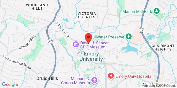 Map of 1634 Clifton Rd NE Emory Clinic Atlanta, GA 30307