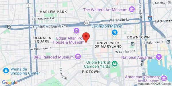 Map of 850 W Baltimore St Baltimore, MD 21201