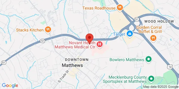 Map of 434 N Trade St Ste 104 Matthews, NC 28105